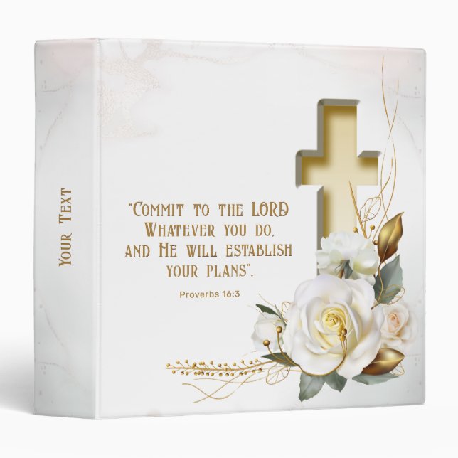 Floral Cross Scripture 3 Ring Binder (Front/Spine)