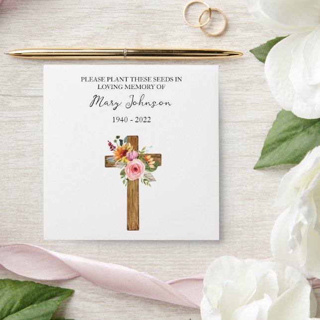 Floral Cross Seed Packet Funeral Envelope (Wedding)