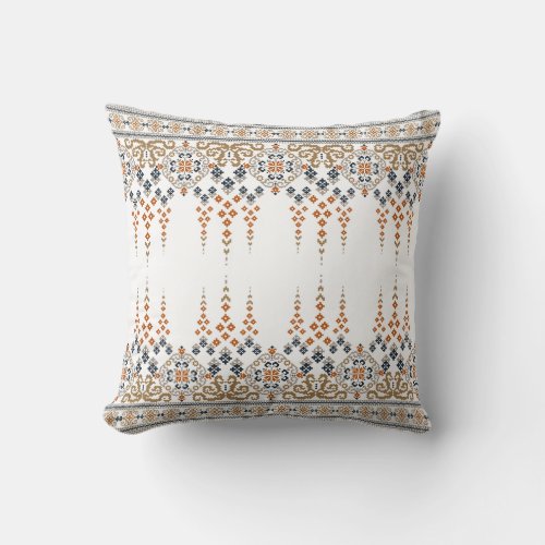 Floral Cross Stitch embroidery Ethnic Design Throw Pillow