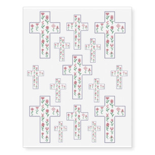 Floral Cross Temporary Tattoos