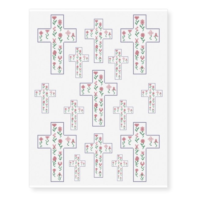 Floral Cross Temporary Tattoos (Front)