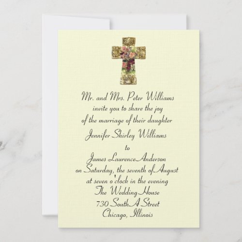 Floral Cross Wedding Invitation
