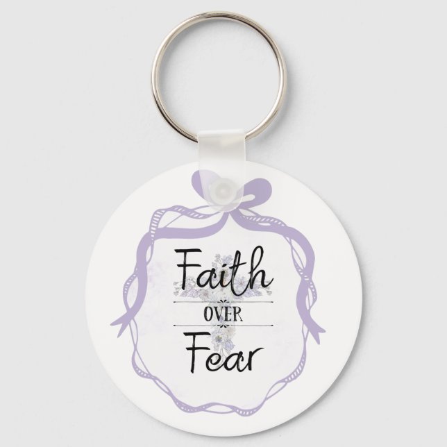 Floral cross with Christian quote   Keychain (Front)