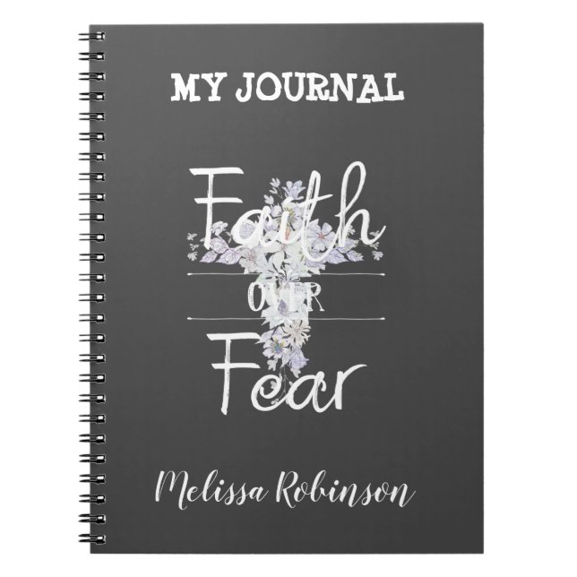 Floral cross with Christian quote  Notebook (Front)