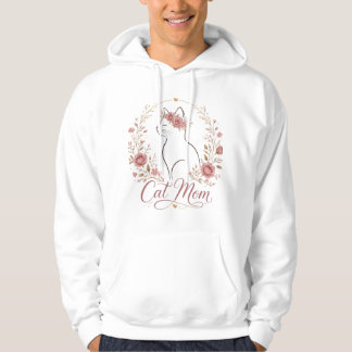 Floral Crown Cat Mom Elegant T-Shirt Hoodie