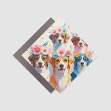 Floral Crown Dog Pack Diamond Car Magnet