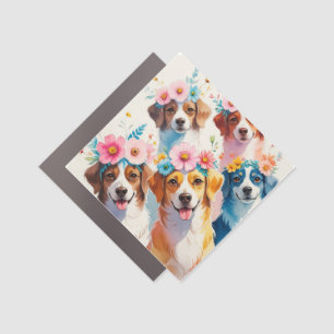 Floral Crown Dog Pack Diamond Car Magnet
