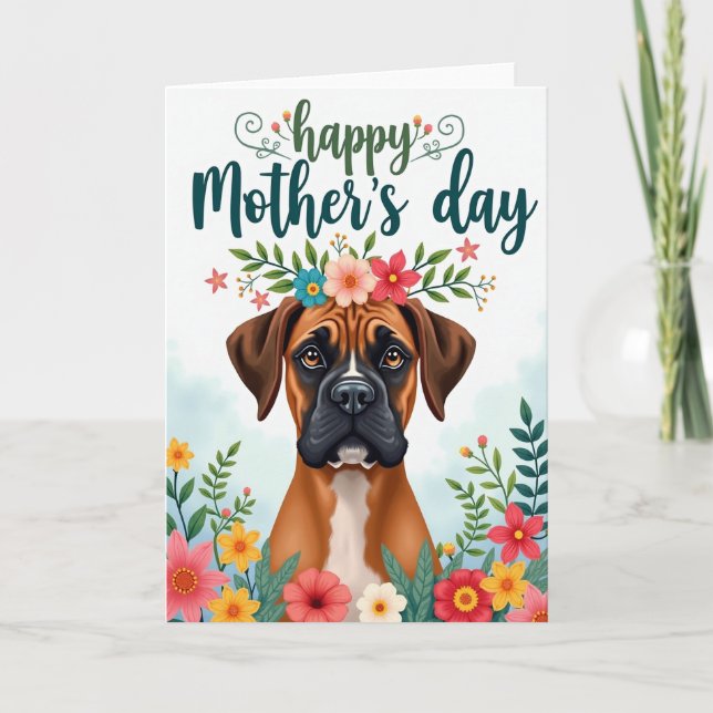 Floral Crown Dog Pattern Card (Front)