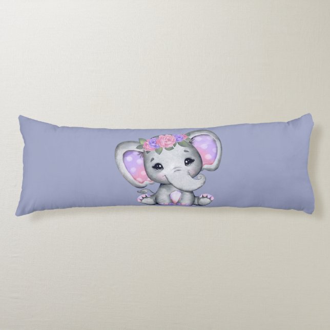 Floral Crown Elephant Body Pillow (Front)