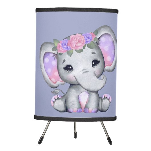 Floral Crown Elephant Tripod Lamp (Front)