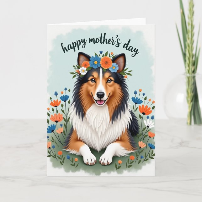Floral Crown Happy Dog Card (Front)