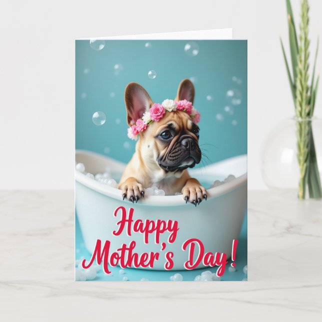Floral Crown Puppy Bath Card (Front)