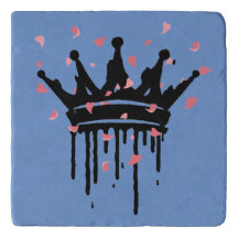 Floral Crown Unique minimalist blue Trivet