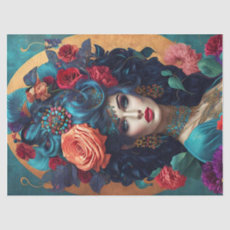 Floral Crowned Decoupage Tissue Paper