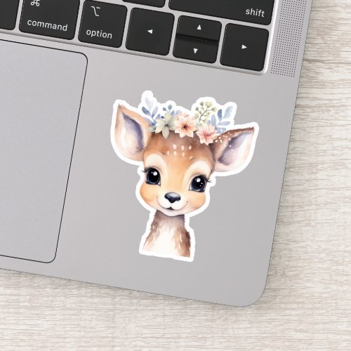 Floral Crowned Fawn _ Gentle Deer Sticker