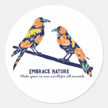 Floral Crows Nature Stickers