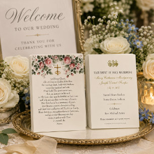 Floral Crucifix Wedding Mass Prayer Favor