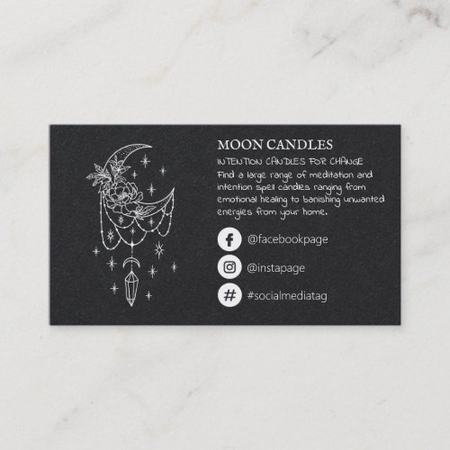 Floral Crustal Moon Candle Spell Business Card