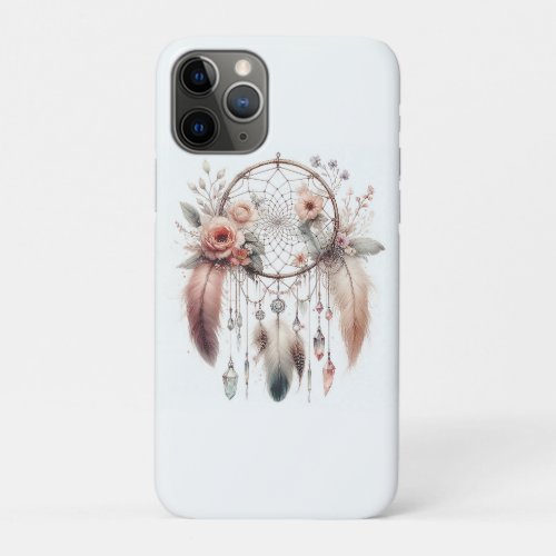 Floral Crystal Feather Dreamcatcher Boho iPhone 11 Pro Case