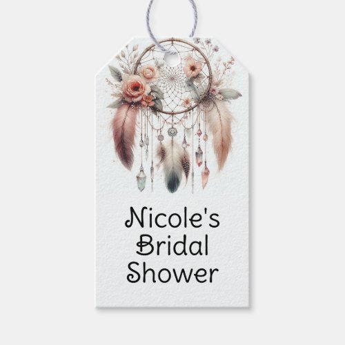 Floral Crystal Feather Dreamcatcher Boho Sweet 16 Gift Tags