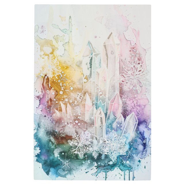 *~*  Floral Crystals Rainbow Healing Mandala SC3 Metal Print (Front)