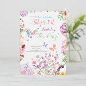 Floral Cupcake Birthday Tea Party Invitation (Standing Front)