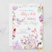 Floral Cupcake Birthday Tea Party Invitation (Front)
