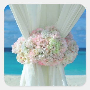 Floral Curtain Beach Themed Wedding Stickers