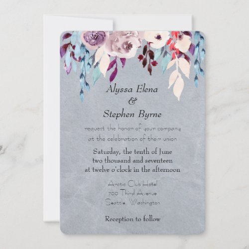 Floral Curtain Wedding Invitation
