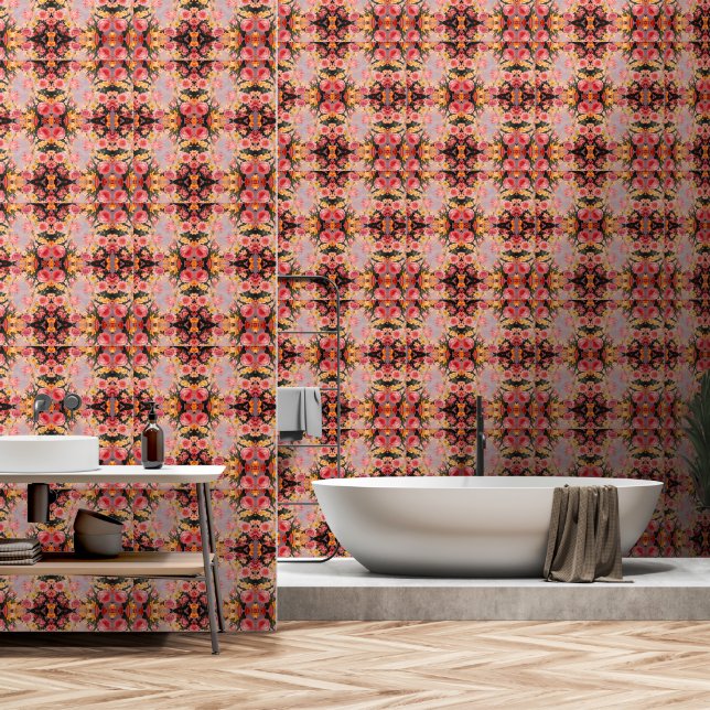 Floral Custom  2' x 4', Textured vinyl Wallpaper (Bathroom)