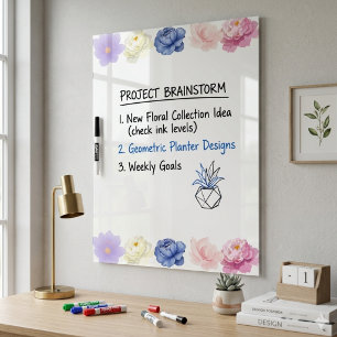 Floral Custom Dry Erase Board Elegant Design