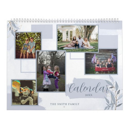 Floral Custom Family Photo Multi Photo Memories  Calendar