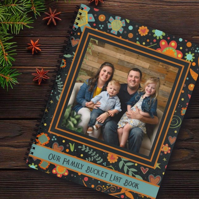 Floral Custom Family Photo Name Date Bucket List   Notebook (Creator Uploaded)