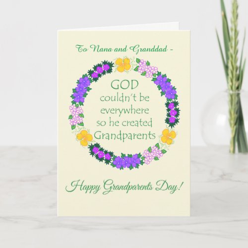 Floral Custom Front Grandparents Day Floral Wreath Card