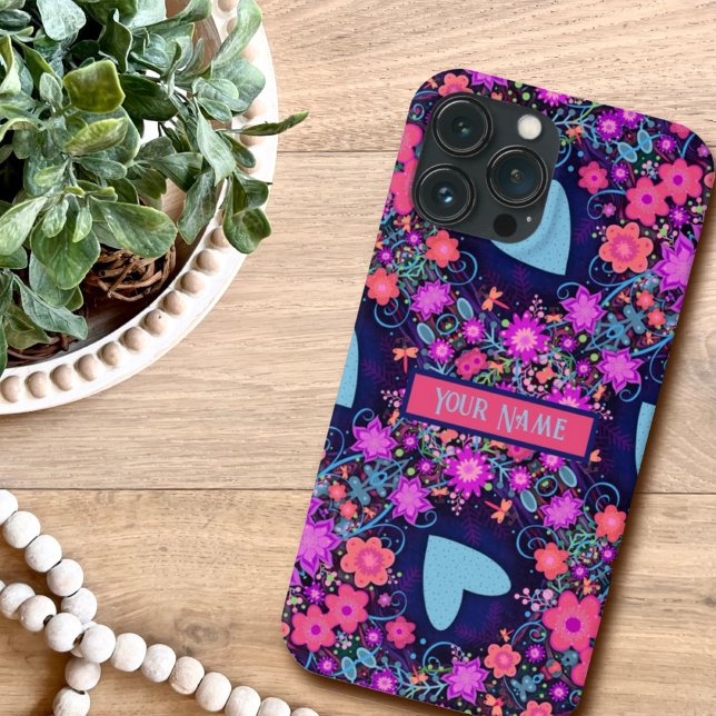 Floral Custom Heart Pattern BlueInspirivity  Case-Mate iPhone Case (Creator Uploaded)