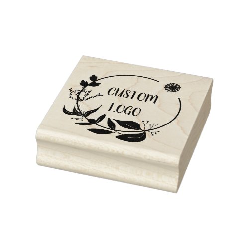 Floral Custom Logo Elegant Round Rubber Stamp
