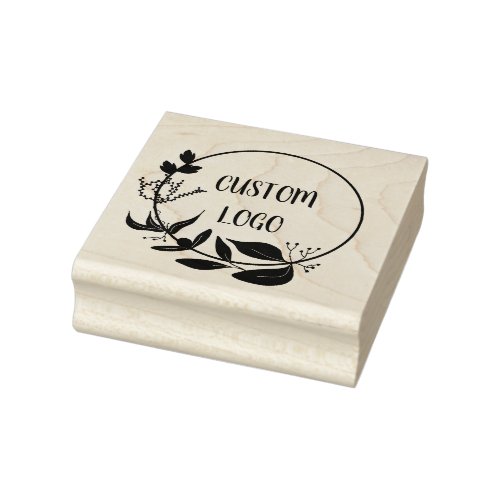 Floral Custom Logo Elegant Round Rubber Stamp