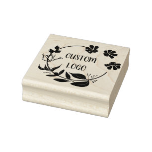 Floral Custom Logo Elegant Round Rubber Stamp