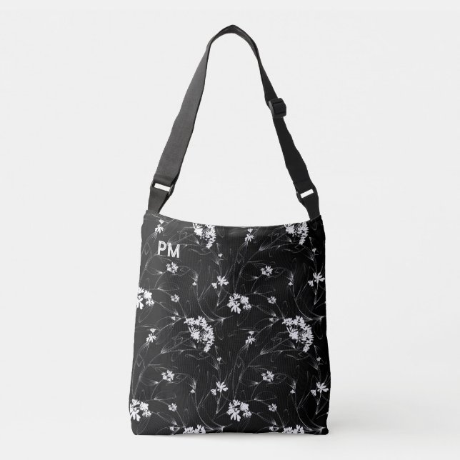Floral Custom Monogram  Crossbody Bag (Front)