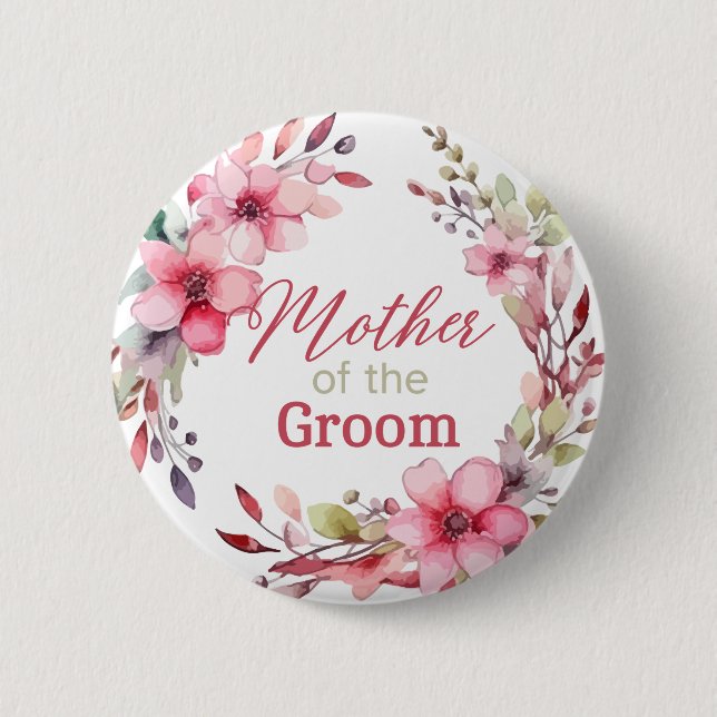 Floral Custom Mother of the Groom Bridal Shower Button (Front)