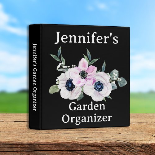 Floral Custom Name Garden Organizing 3 Ring Binder