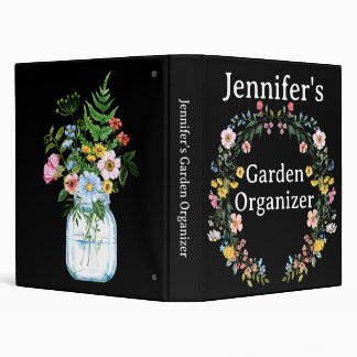 Floral Custom Name Garden Organizing 3 Ring Binder