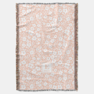 floral Custom Name Monogram Throw Blanket