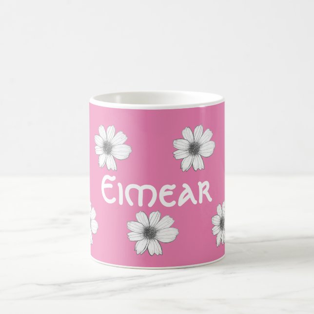 Floral Custom Name Pink Coffee Mug (Center)