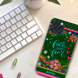Floral Custom Name Pretty Faith Quote iPhone 13 Pro Max Case