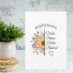 Floral Custom Name Text Birthday or any Occasion Card<br><div class="desc">This elegant greeting card opens with a gently curved recipient’s name, adding a personal touch right from the start. Below the name, a lovely watercolor bouquet of flowers in warm tones of yellow, orange, pink, and purple, accented by lush greenery, creates a balanced and eye-catching composition. To the side of...</div>
