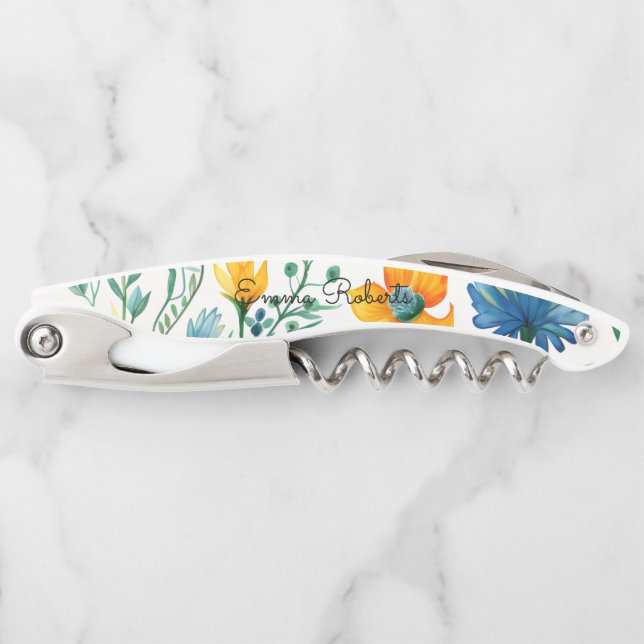 floral custom name waiter's corkscrew (Front)
