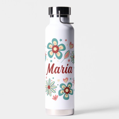Floral Custom Name Water Bottle