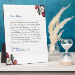 Floral Custom Notebook Handwritten Love Letter  Plaque at Zazzle