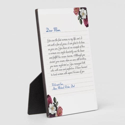 Floral Custom Notebook handwritten love Message Plaque